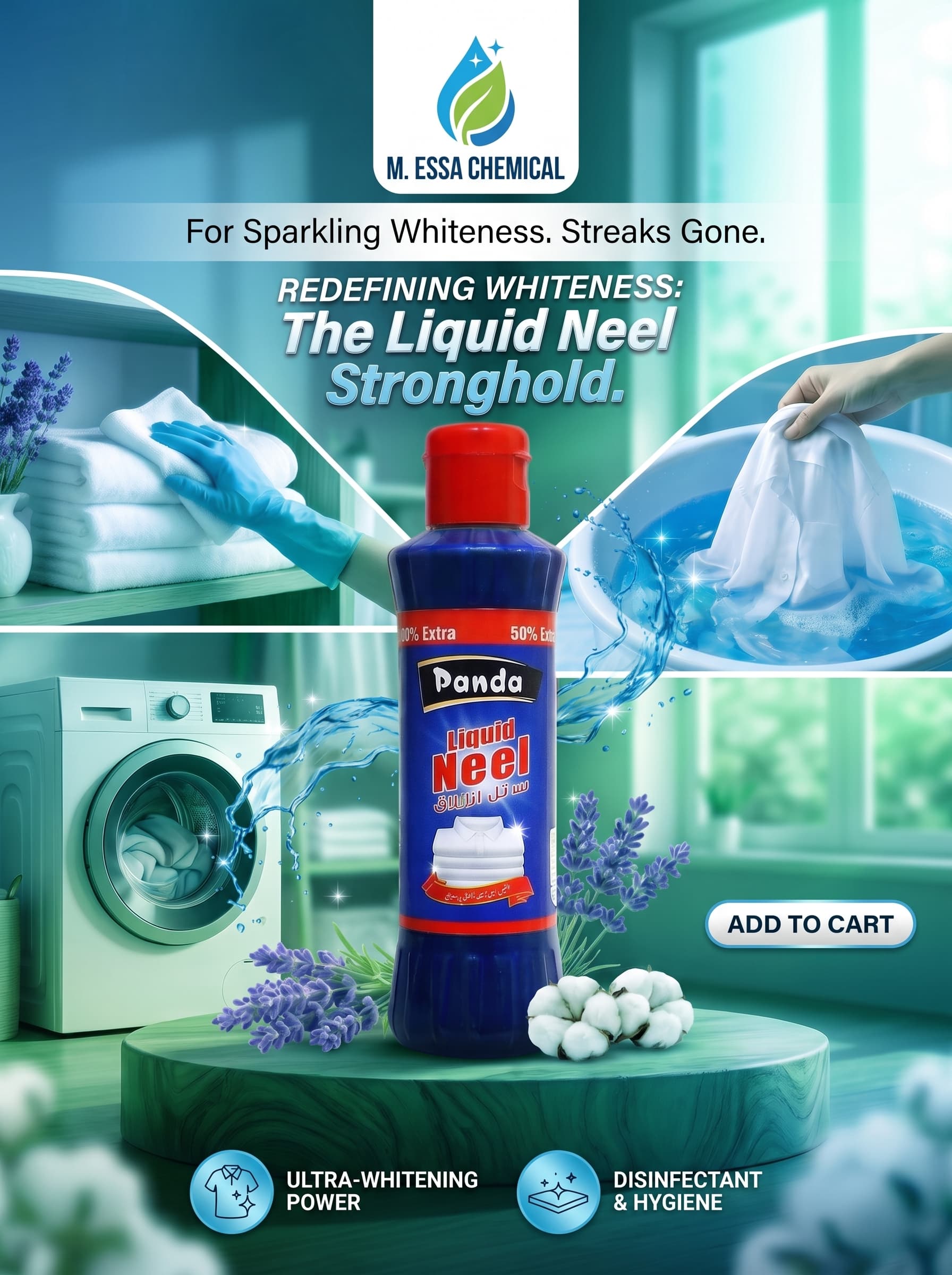 Panda Liquid Neel Fabric Whitener Bottle for White Clothes
