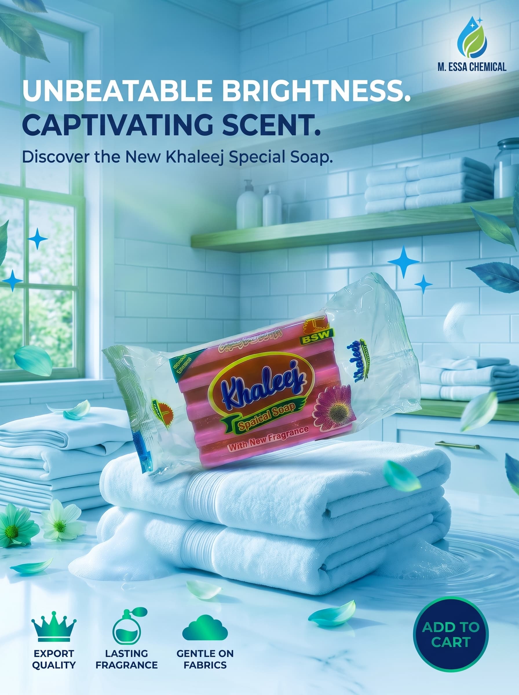 Khaleej Washing Soap Bar for Cleaning Clothes, Uniforms and Household Fabrics